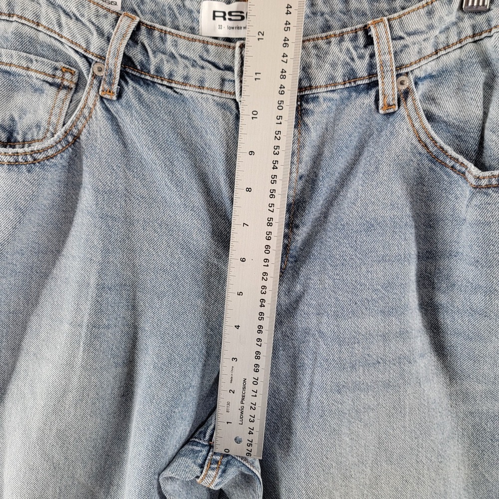 RSQ Baggy Wide Leg Jeans Relaxed Light Wash Low Rise NEW Womens 33 Denim - Picture 9 of 10